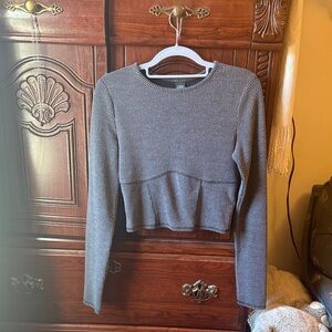 Wild Fable Gray Ribbed Cropped Sweater